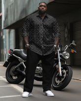 Big Men's Long Sleeve Shirt & Pants Set Geometric Casual Outfit