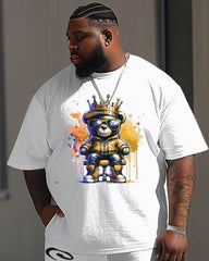 Men's Casual Large Street Pattern Printed Short Sleeve Trousers Suit