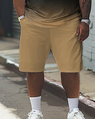 Men's Plus Size Gradient Letter Pattern Print T-shirt Shorts Suit