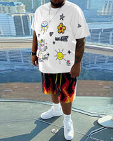 Men's Daily Casual Cartoon Printed Short Sleeve T-Shirt Set