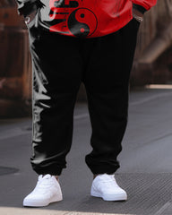 Men's Big & Tall Colorblock Bagua Pattern Hoodie and Pants Tracksuit
