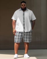 Big Guy Colorblock Short Sleeve Shirt & Houndstooth Shorts Set