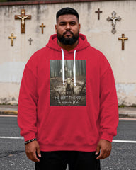 Big & Tall Men's HE LEFT THE 99 Lamb Faith Letter Print Hoodie