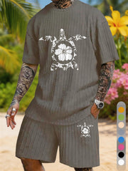 Hibiscus Flower Turtle Totem Print Texture Large Size Holiday Set