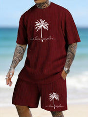 "Live Simple" Single Coconut Print Texture Large Size Holiday Suit