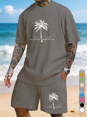 "Live Simple" Single Coconut Print Texture Large Size Holiday Suit