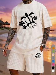 ALOHA Turtle Floral Print Texture Large Size Vacation Set