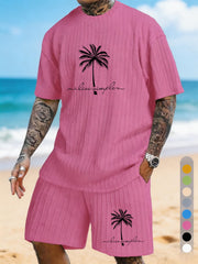 "Live Simple" Single Coconut Print Texture Large Size Holiday Suit