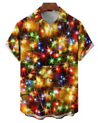 Men's Plus Size String Light Print Short Sleeve Shirt Shorts Suit