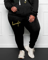Women's Big & Tall 2 Piece Tracksuit Bougie Hoodie and Sweatpants Set