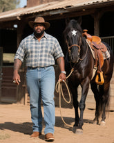 Plus Size Men's Western Style Retro Striped Long Sleeve Shirt Trousers Suit