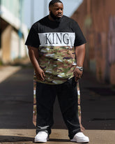 Men's Simple Camouflage Color Block Letter Print Large Suit