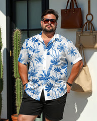 Summer Flower Language -100% Cotton Linen Men's Short Sleeve Button Shirt