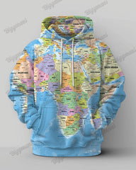 Men's Fun Map Prints Plus Size Hoodie Suit