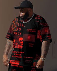 Street Hip Hop Skull Letter Print Large Men's Set