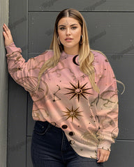 Color Contrast Fantasy Star Print Plus-size Women's Top