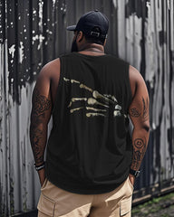 Men's Plus Size Street Fashion Skull Print Round Neck Sleeveless Vest