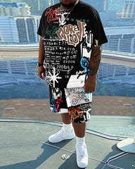 Men's Daily Casual Graffiti Printed Short Sleeve T-Shirt Set