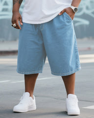Big & Tall Men's Daily Leisure Simple Solid Color Joker Wearing Wash Denim Shorts