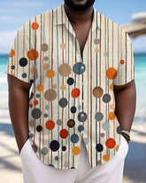 Men's Plus Size Hawaiian Color Polo Dot Print Short Sleeve Slub Shirt