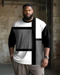 Big & Tall Men's Dot Strip Geometric Print Long Sleeve T-Shirt
