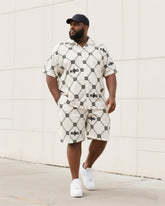 Big & Tall Men's Summer Daily Leisure KING/Broken Four-Corner Star Shirt Shorts Suit