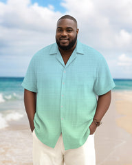 Men's Plus Size Hawaiian Solid Color Gradient Print Short Sleeve Slub Shirt