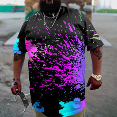 Colorful Splash Ink Men's Plus Size Personalized Print T-Shirt