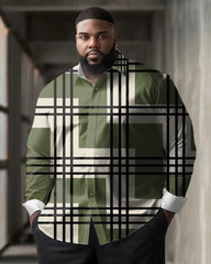 Color Blocking Plaid Printed Long Sleeved Oversized Shirt