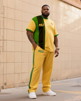 Big Boy Casual Sports Football Style Striped Crewneck Short Sleeve T-Shirt Trousers