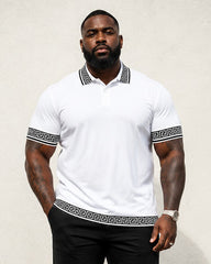 Big & Tall Men's Printed Polo Short Sleeve Pants Set
