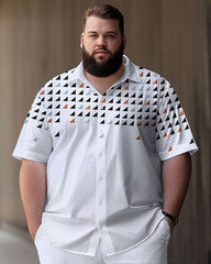 Men's Plus Size White Casual Short Sleeve Walking Set