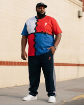 Big Boy Daily Casual Simple Classic Geometric Red Blue White Color Collar Short Sleeve T-Shirt Striped Trousers