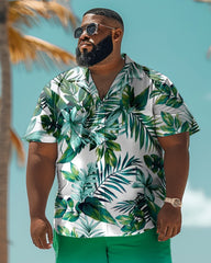 Men's Big & Tall Hawaiian Floral Print Shirt Shorts Set