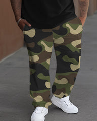 Big Guys Camouflage Patchwork Alphabet Print T-shirt Trousers Set