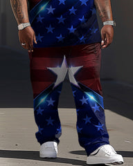 Independence Day Flag Star Print Large Men's Suit
