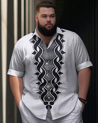 Men's Plus Size Gradient Retro Ethnic Short Sleeve Walking Suit