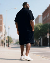 Men's Plus Size Juneteenth Photo Alphabet Print Shirt Shorts Suit