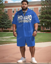Men's Plus Size Blue Howard University Shirt Shorts Two Piece Set