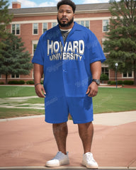 Men's Plus Size Blue Howard University Shirt Shorts Two Piece Set