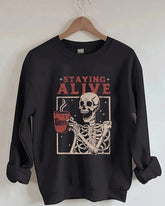 Women's Big & Tall Staying Alive Coffee Sweatshirt