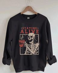 Women's Big & Tall Staying Alive Coffee Sweatshirt