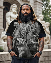 Plus Size A T-shirt With A Fierce Viking Warrior Standing In Front Of A Drakkar Battleship. Front And Back Print