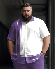 Big & Tall Men's Purple Panel Print Short Sleeve Walking Set