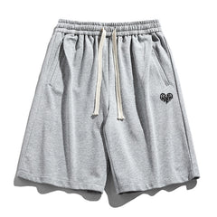 Plus Size Sports Street Style Heart Print Casual Shorts