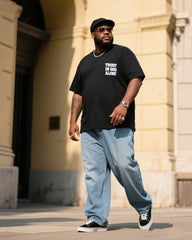 Big & Tall Men's THUST IN GOD ALONE T-shirt Denim Pants Suit