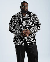 Exaggerated Vintage Symmetrical Flower Lel Long Sleeve Shirt Men's Plus Size