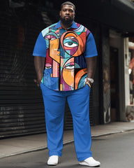 Personalized Puzzle Printed Large Men's Short Sleeved Shirt Set