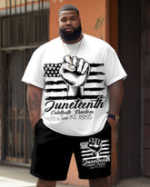 Men's Plus Size Juneteenth Freedom Since 1865 Printed T-shirt Shorts Suit