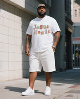 The Daily Leisure Of Big Men, My God, My King, I Want To Respect Your Printed Short-sleeved T-shirt, Shorts And Suit